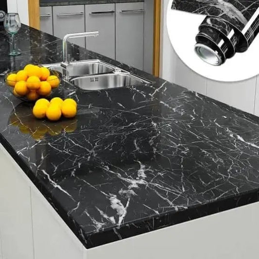 Multipurpose adhesive Wall Black & White Marble Sheet 200x60cm